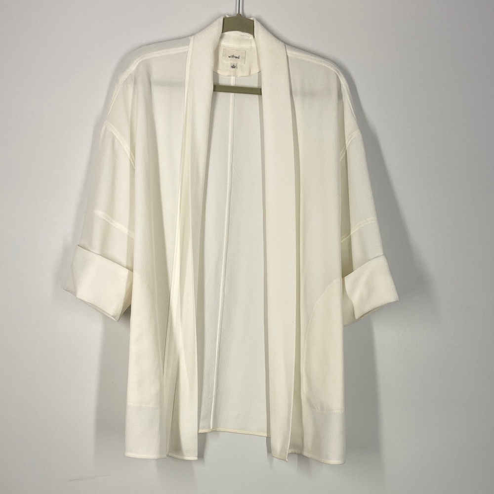 Wilfred by Aritzia Cream Open-Front Jacket Kimono style